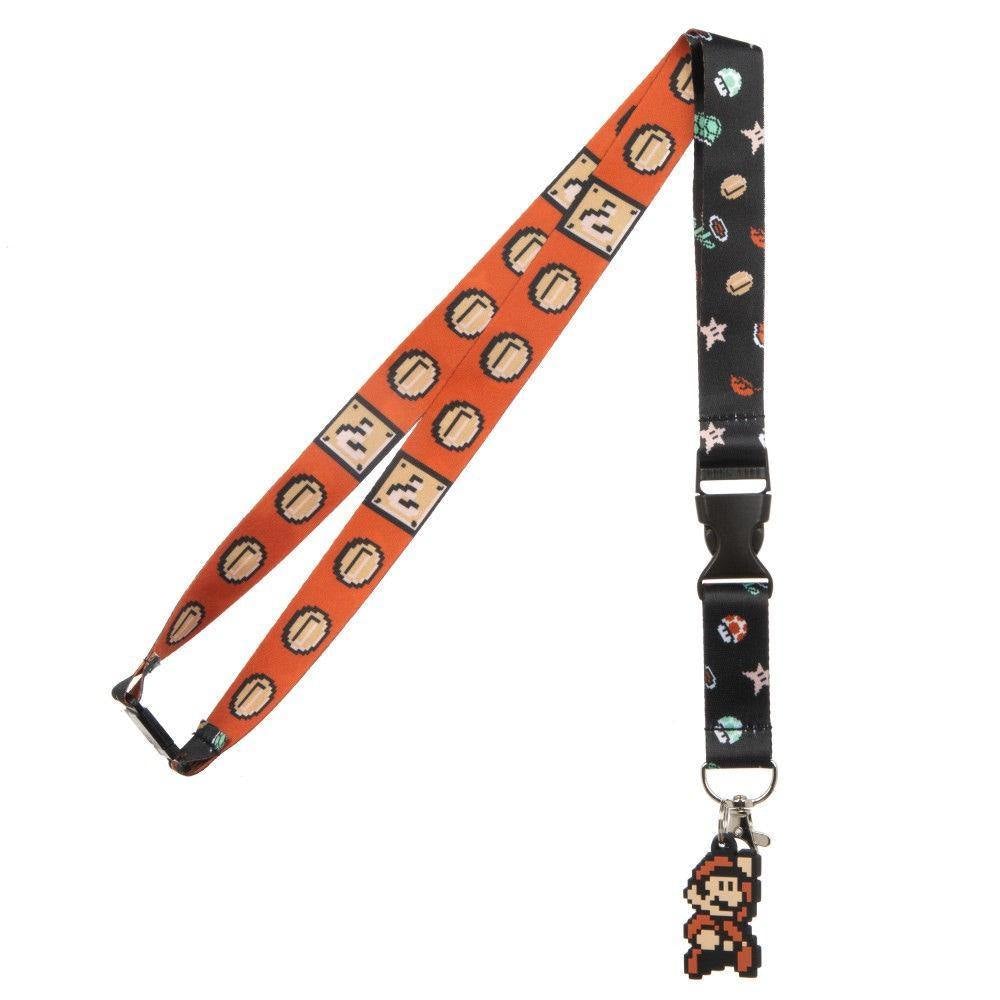 Officially Licensed Nintendo Lanyard Super Mario Lanyard with 8-Bit NES Icon Print