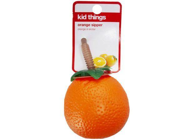 Orange Shaped Kids Juice Sipper Cup with Straw