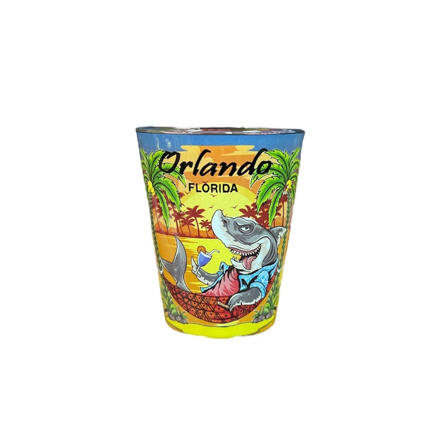 Orlando FL Shark Having a Drink Shot Glass