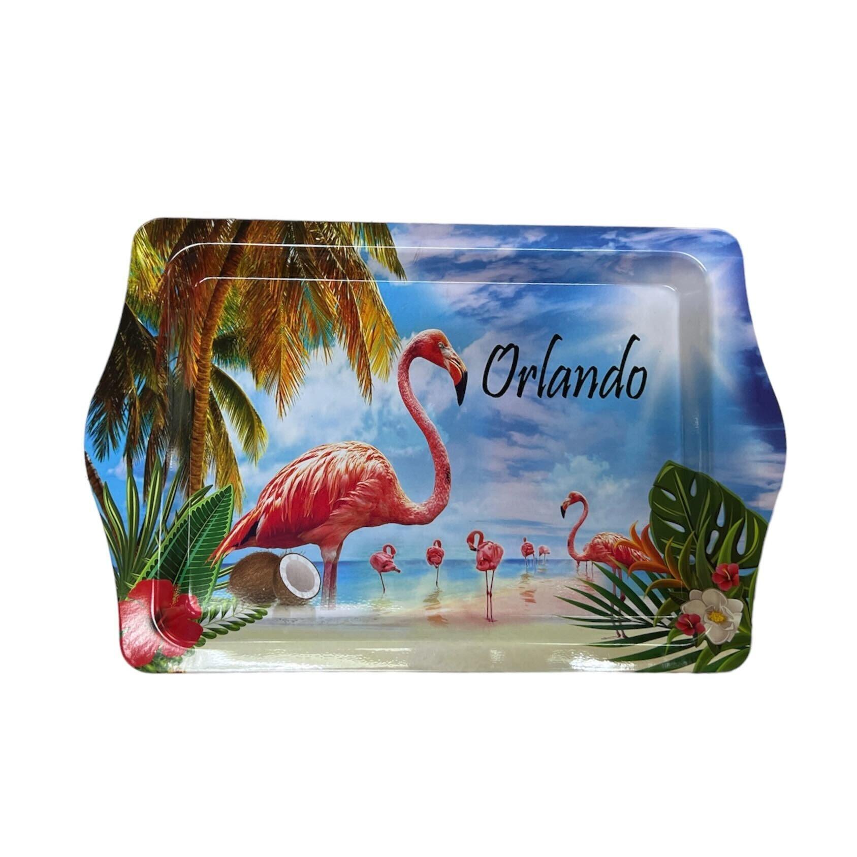 Orlando Flamingos at the Beach Metal Tray