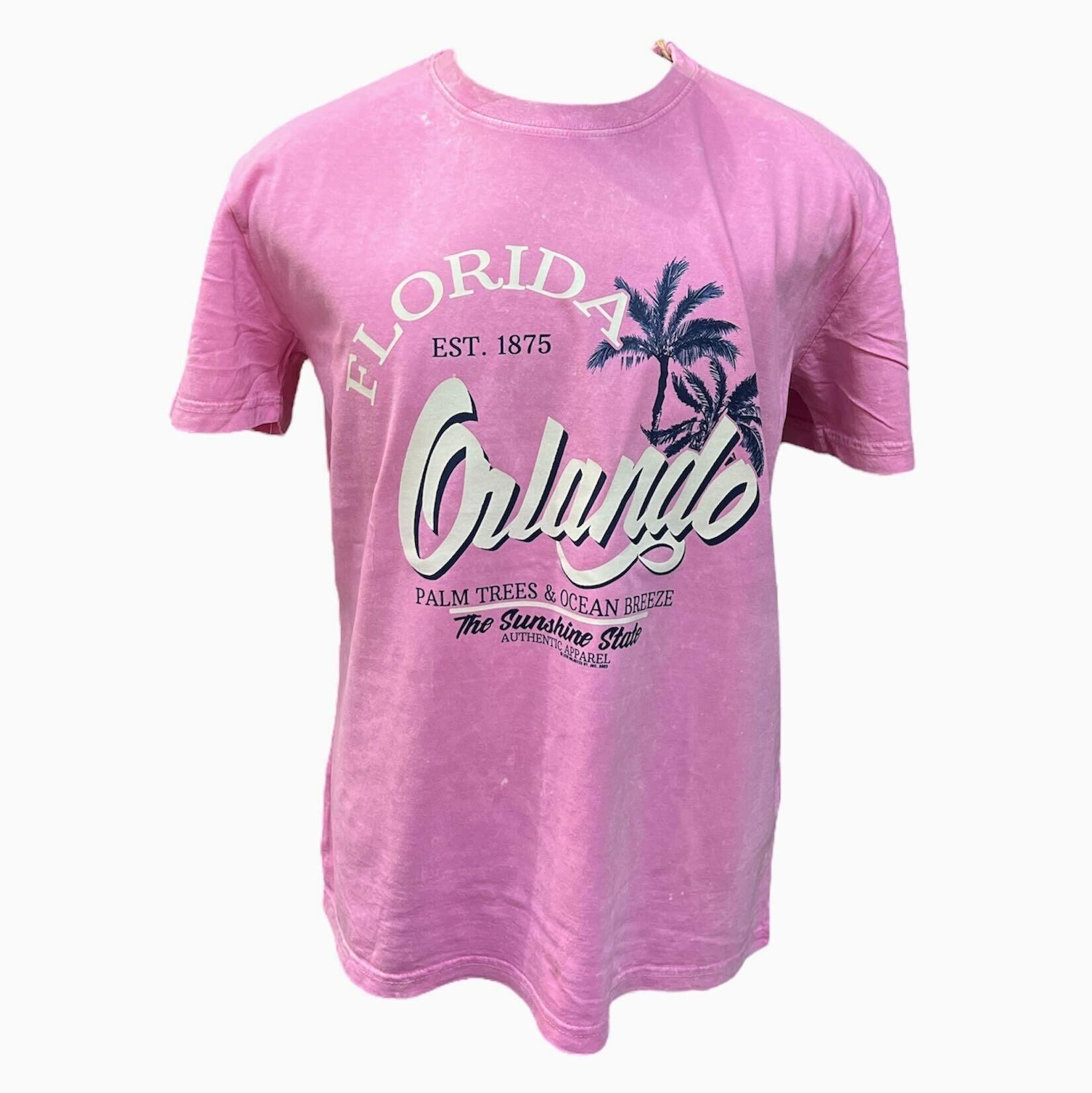 Orlando Palm Trees & Ocean Breeze Pink Garment Dye Tee