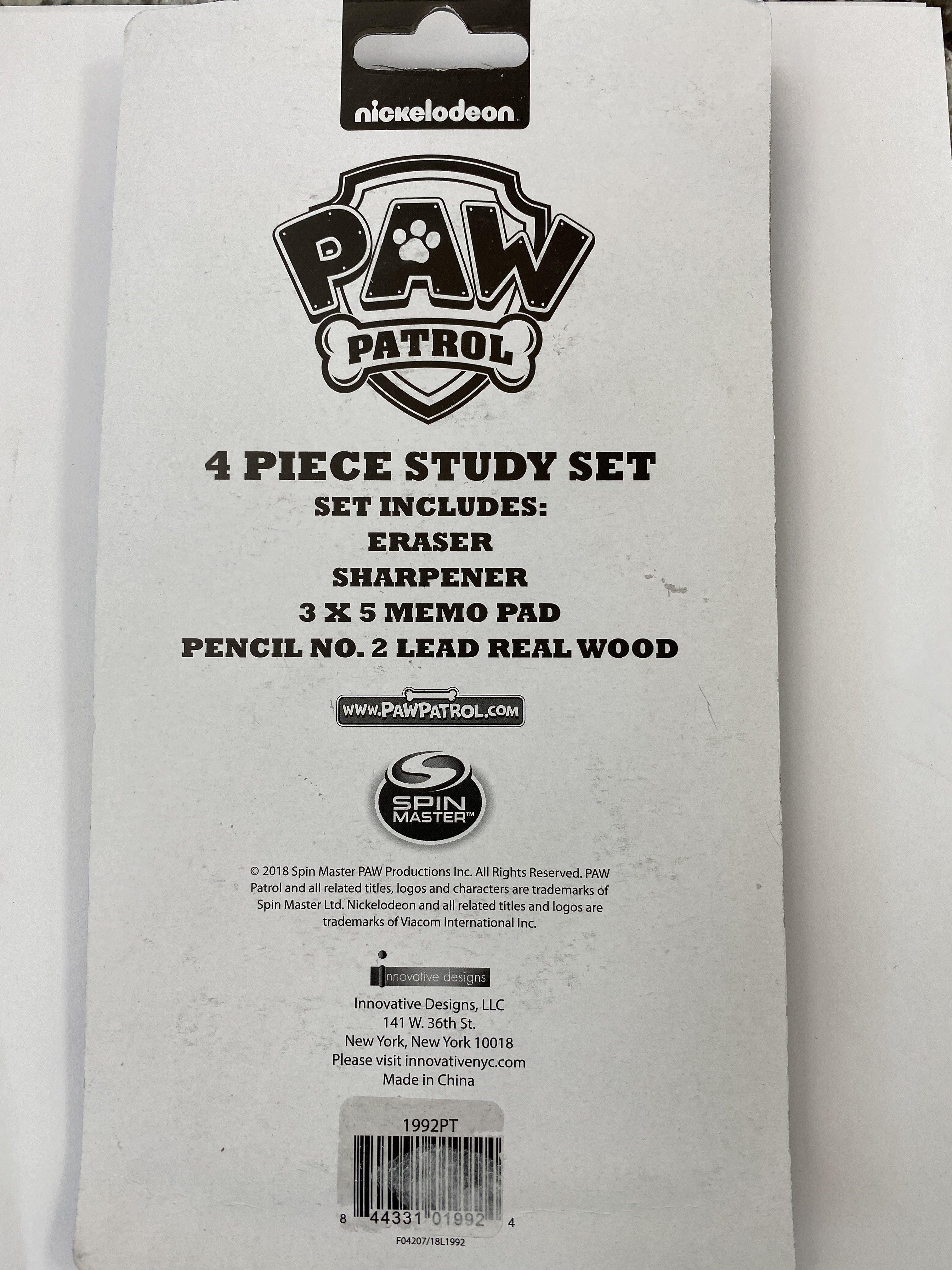 PAW PATROL 4PK STUDY KIT ON CARD