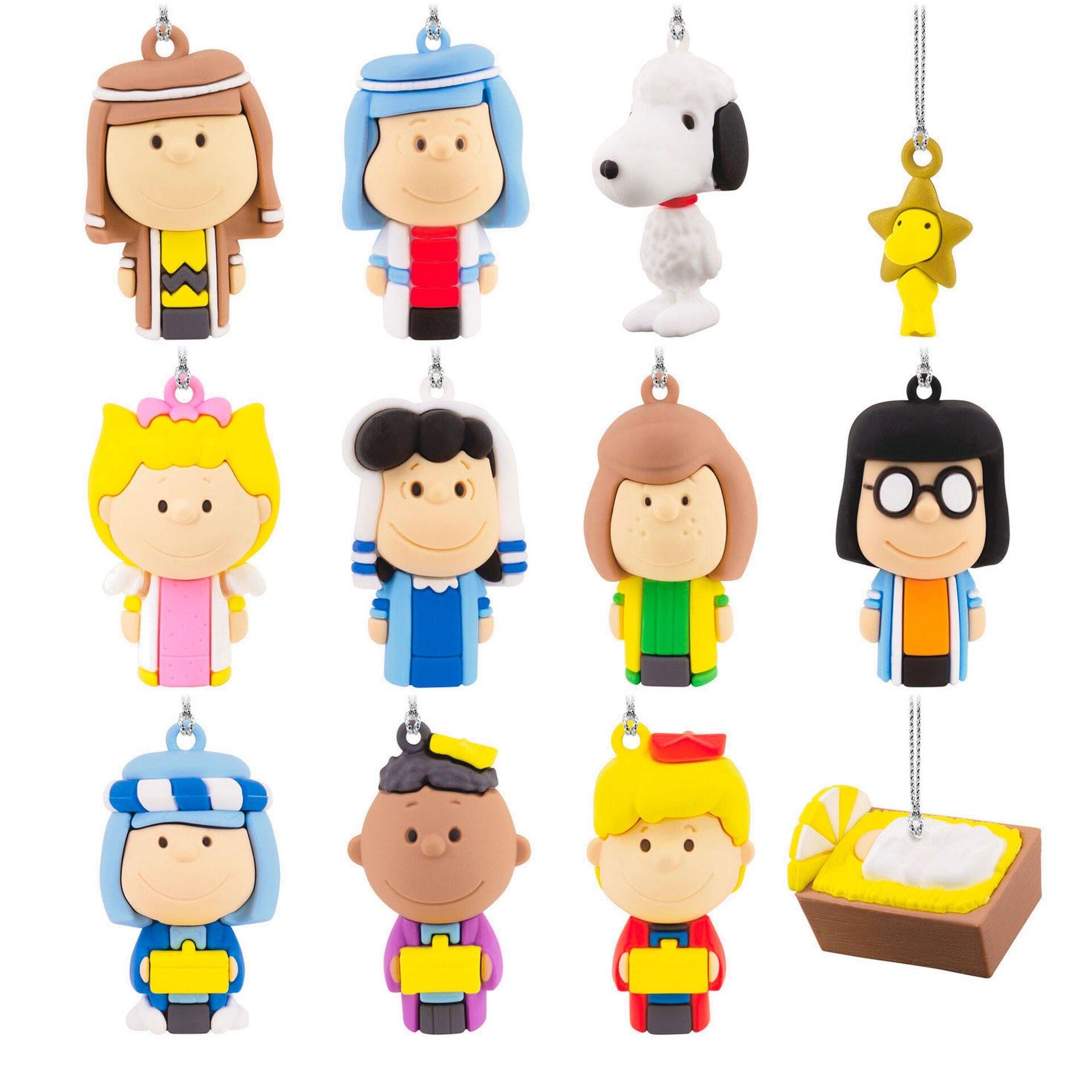Peanuts® Nativity Countdown Calendar Miniature Christmas Tree Set With 12 Mini Hallmark Ornaments