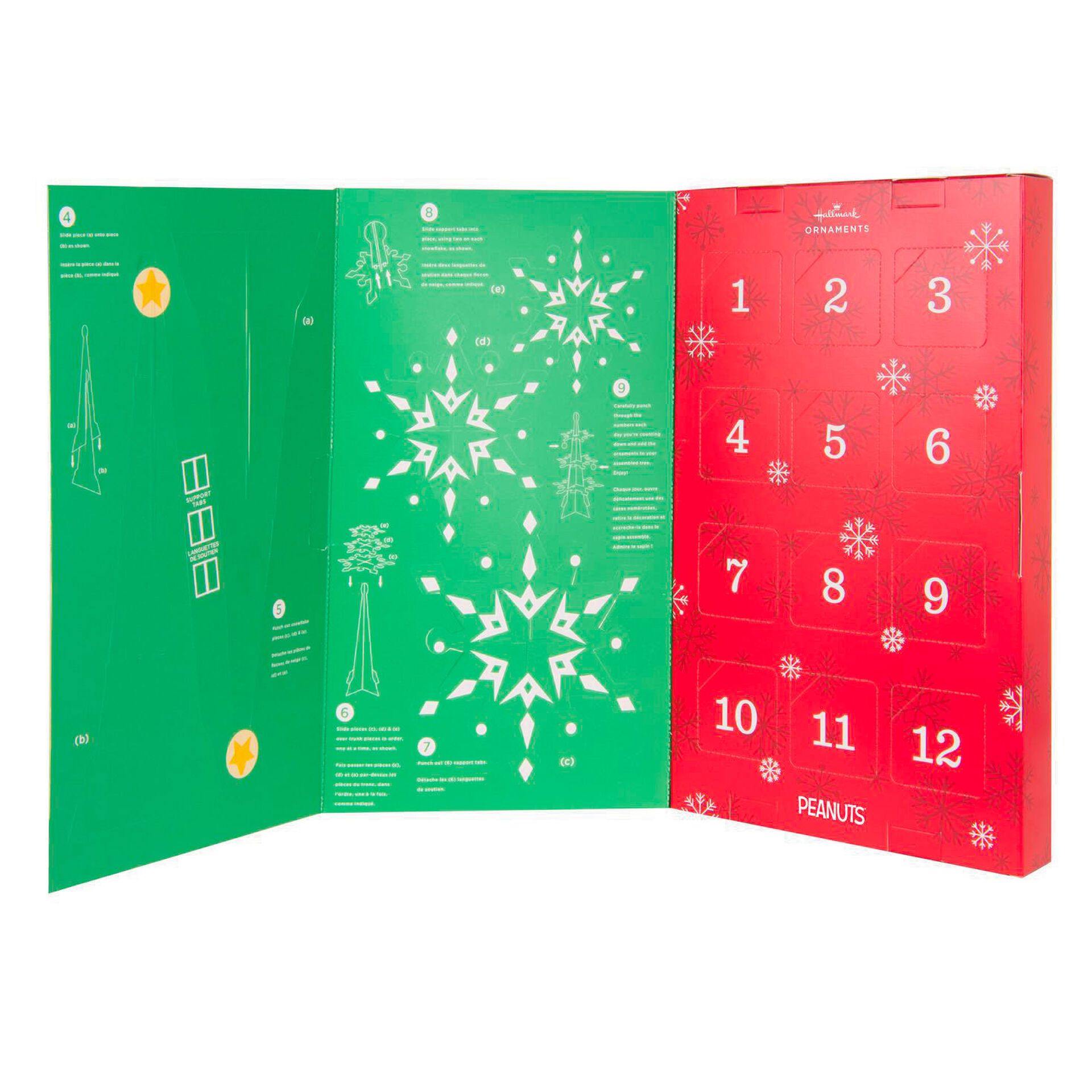 Peanuts® Nativity Countdown Calendar Miniature Christmas Tree Set With 12 Mini Hallmark Ornaments