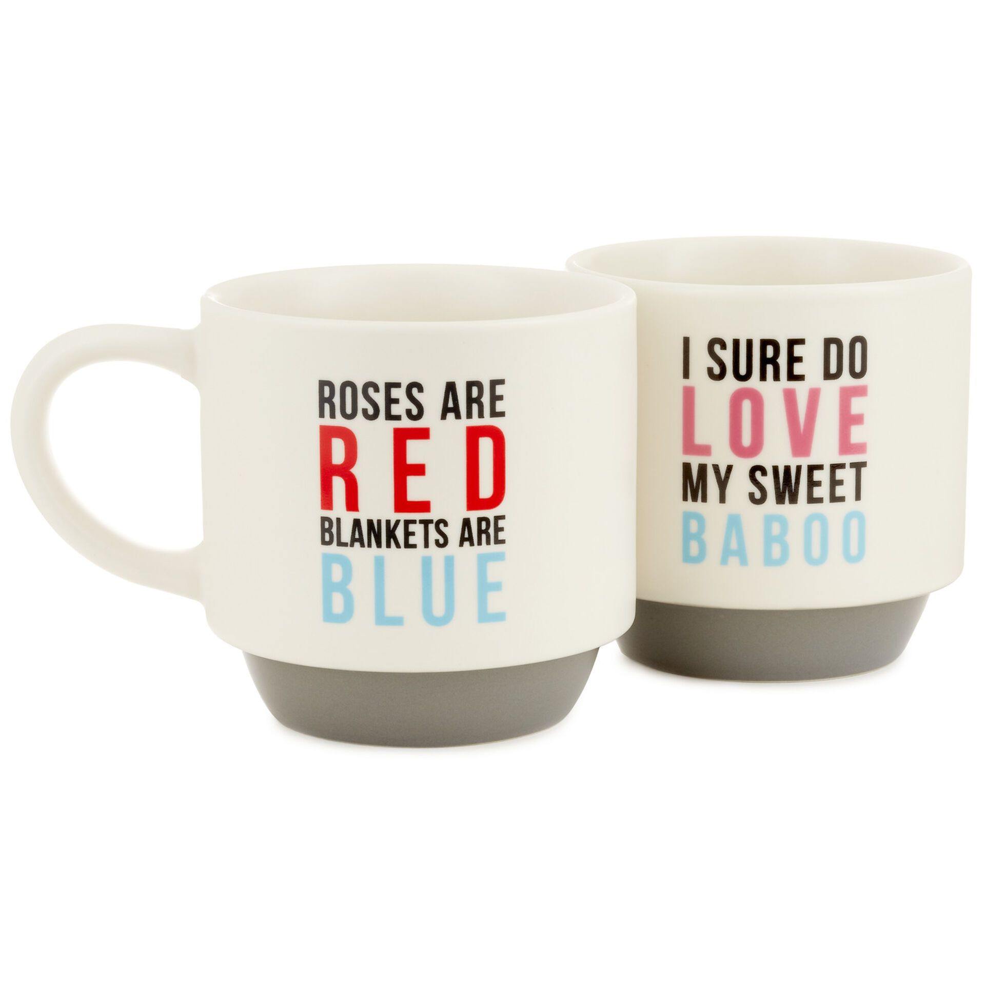 Peanuts Valentine Linus and Sally Roses Are Red Stacking Mugs, Set of 2