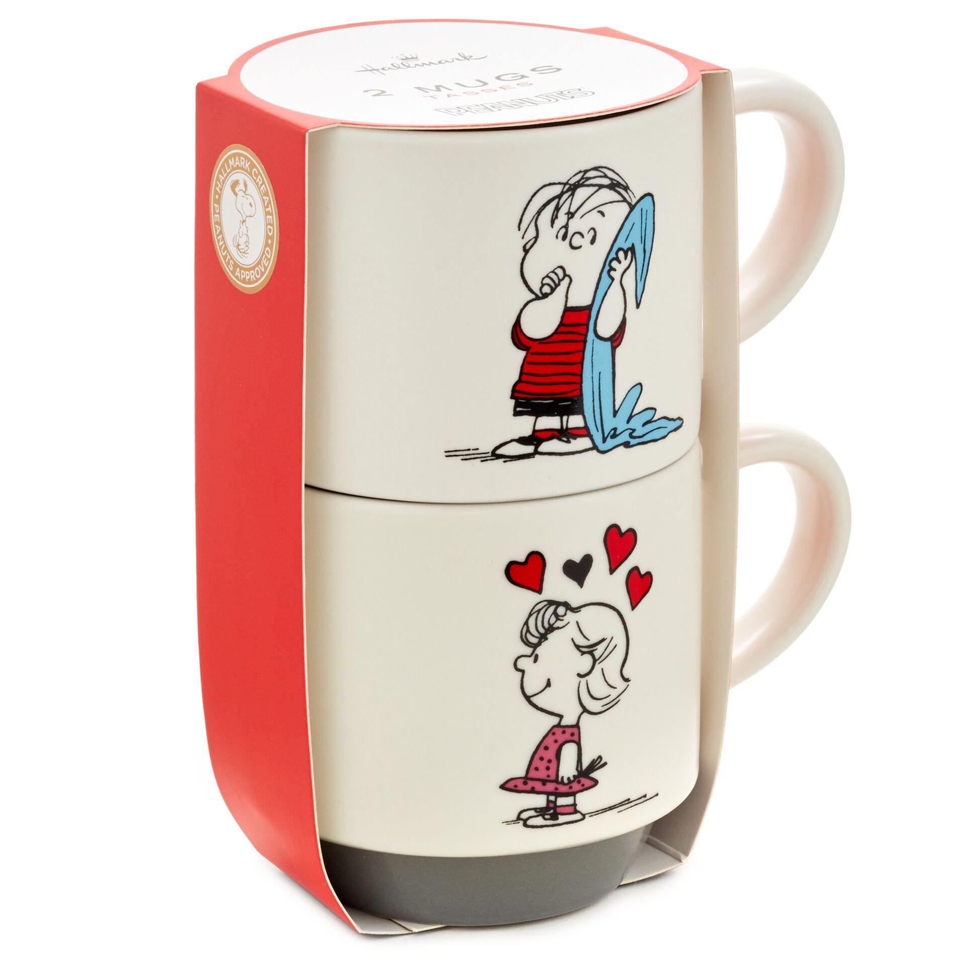 Peanuts Valentine Linus and Sally Roses Are Red Stacking Mugs, Set of 2