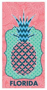 Pineapple Florida Vacation Beach Towel 30"x60" 100% Cotton