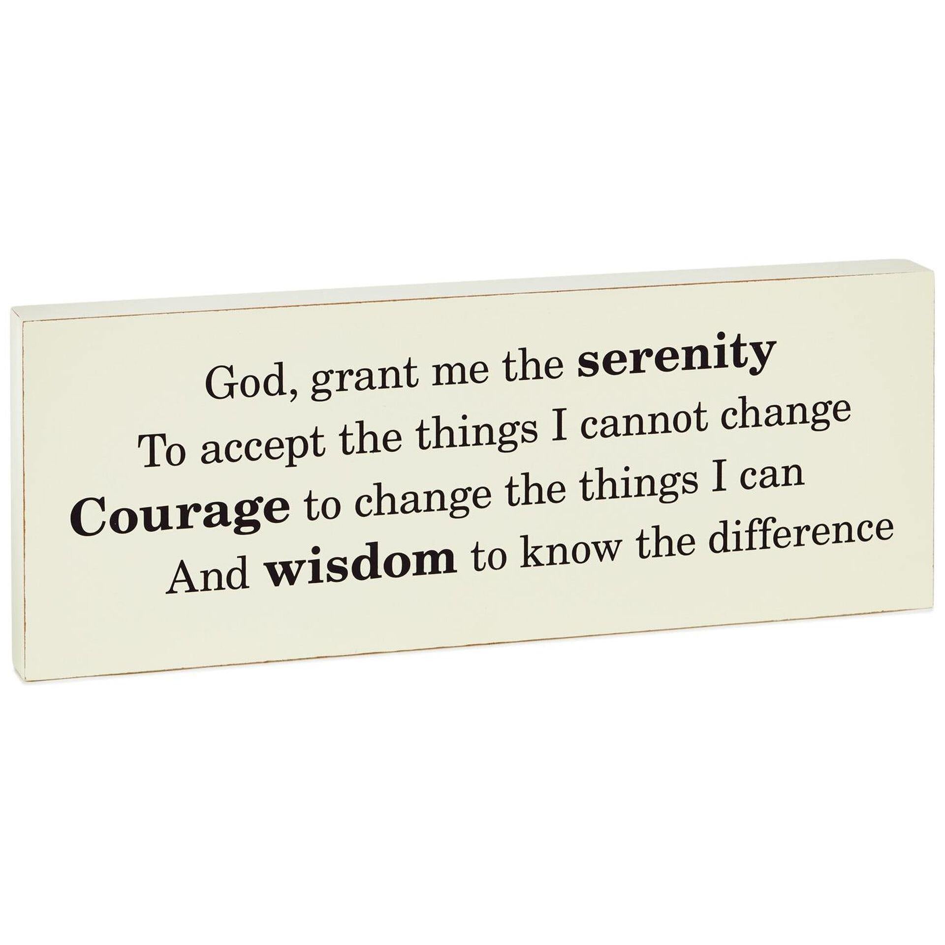 Serenity Prayer Quote Block Sign, 15.75x5.75"