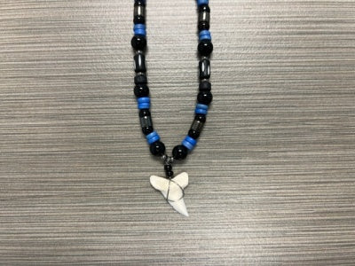 Genuine Shark Tooth Fashion Necklace w/ Metal, Bone and Wood Beads