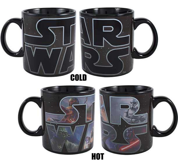 Silver Buffalo Star Wars Logo Heat Reveal Ceramic Coffee Mug for Cappuccino, Latte or Hot Tea, 20 Oz, Black