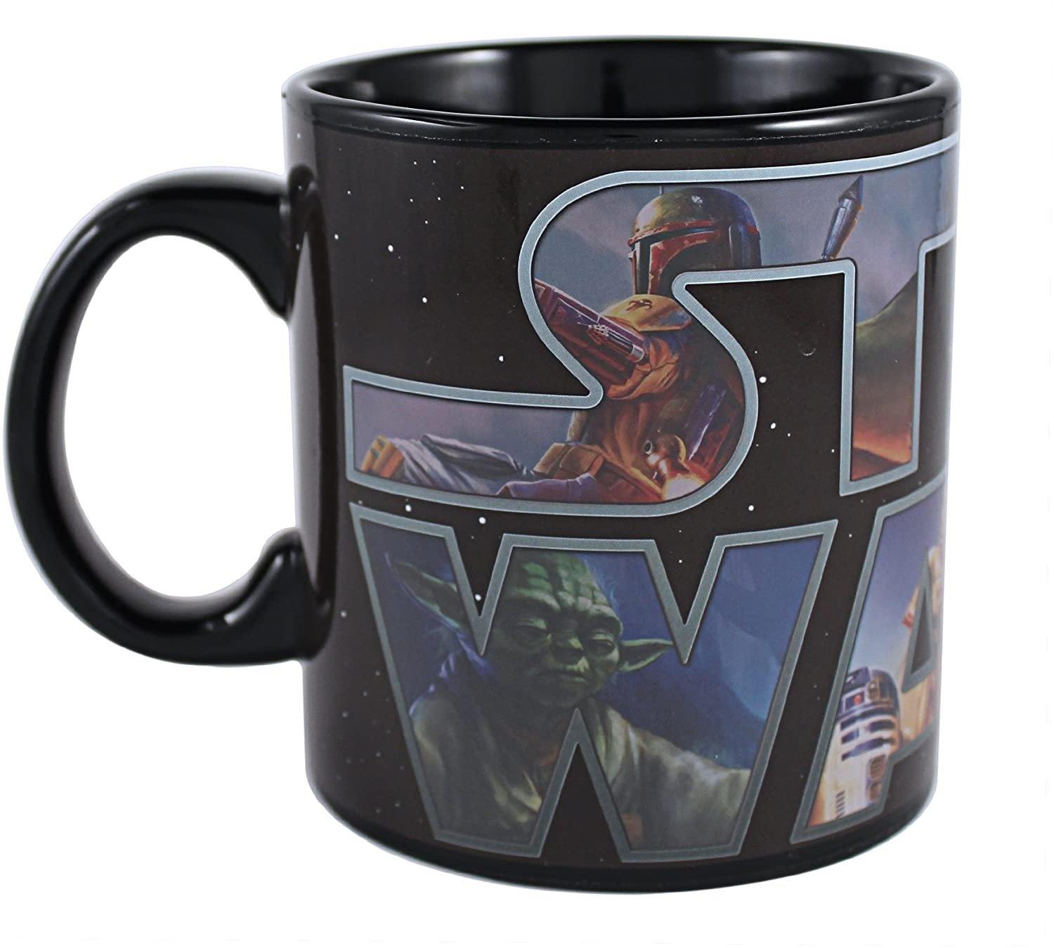 Silver Buffalo Star Wars Logo Heat Reveal Ceramic Coffee Mug for Cappuccino, Latte or Hot Tea, 20 Oz, Black