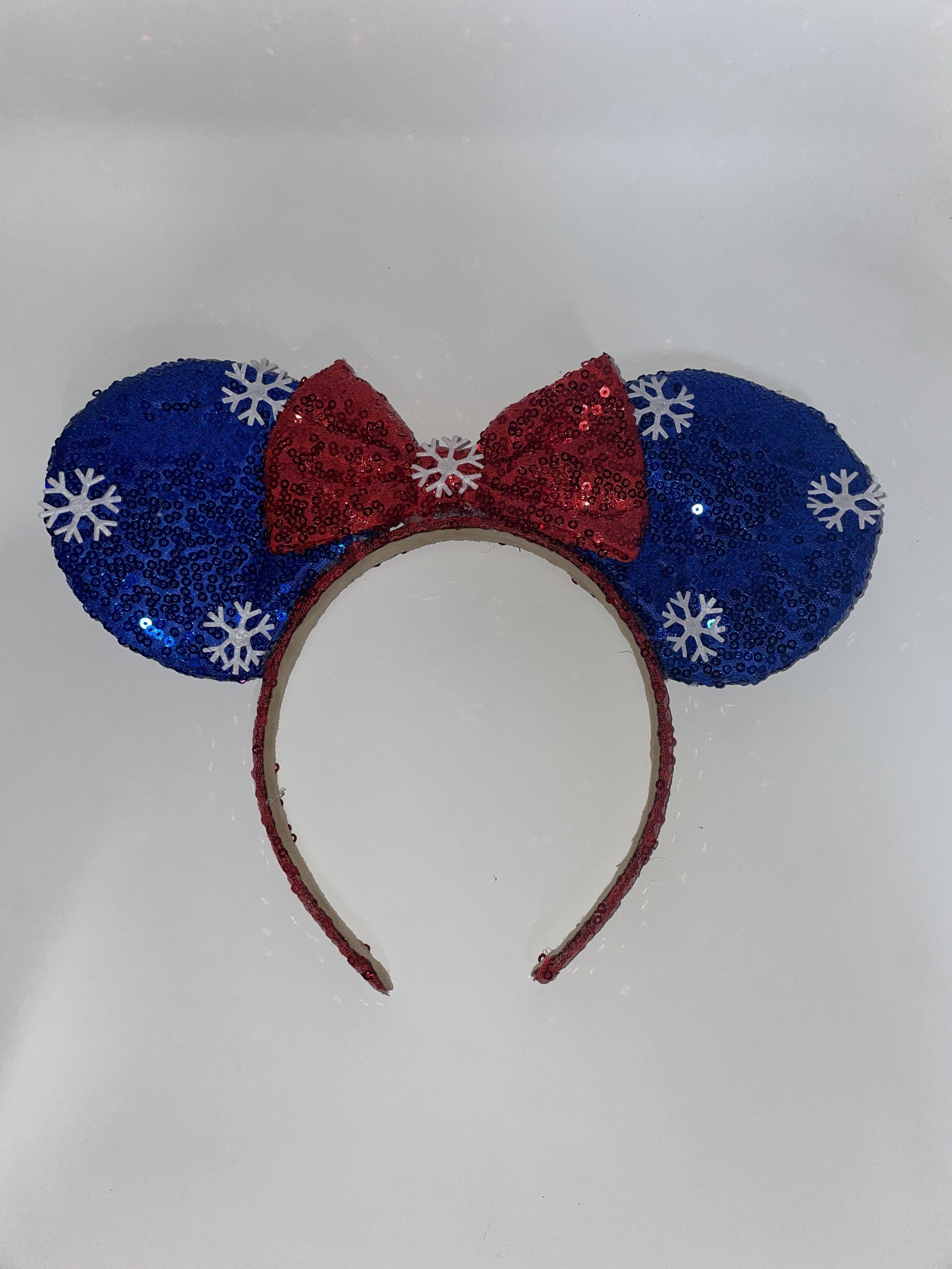 Snowflake Dark Blue Ears Red Bow
