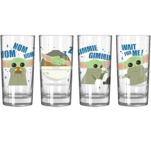 Star Wars Mandalorian Gimmie Nom 4 Pc 10 Oz Tumbler Glass Set