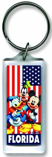 FL MICKEY PROUD TO BE AMERICAN WITH GANG LUCITE KEYCHAIN