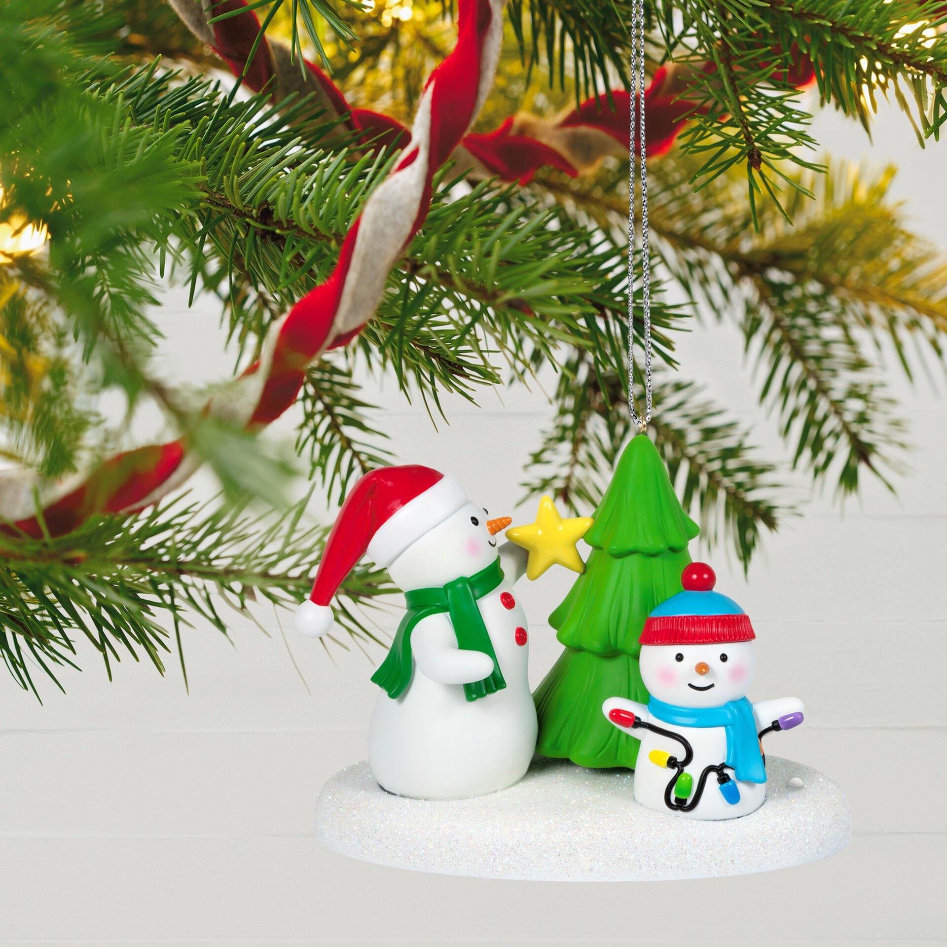 Tangled Up in Christmas Snowman Musical Ornament