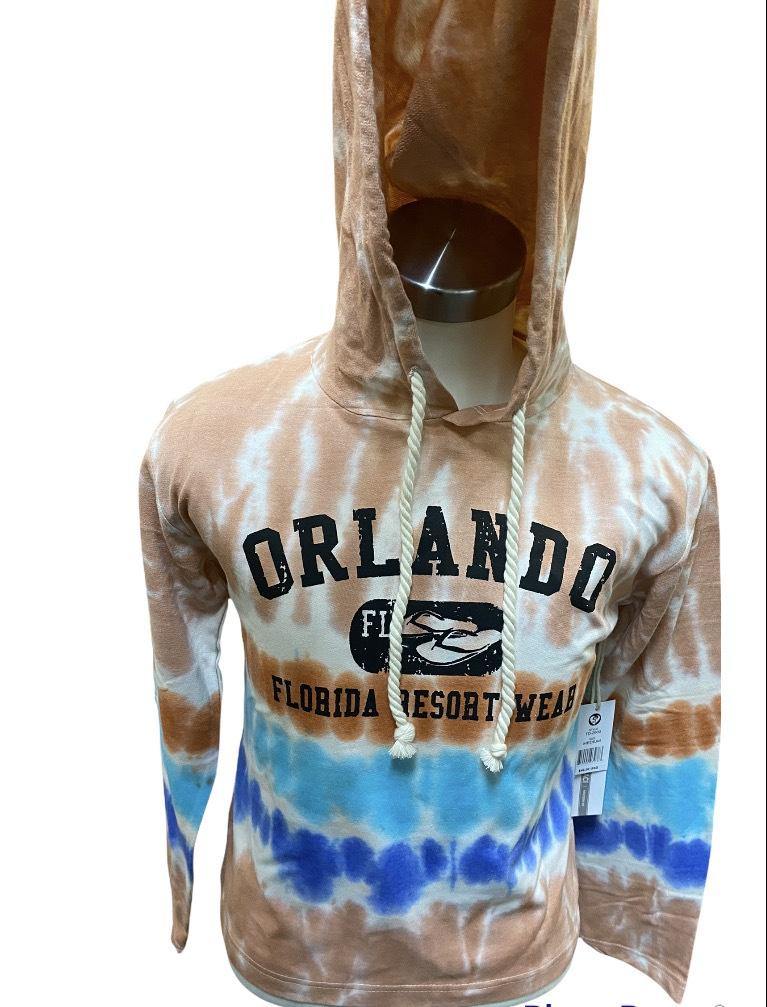 Taupe Tie Dye Hooded Long Sleeve Pullover