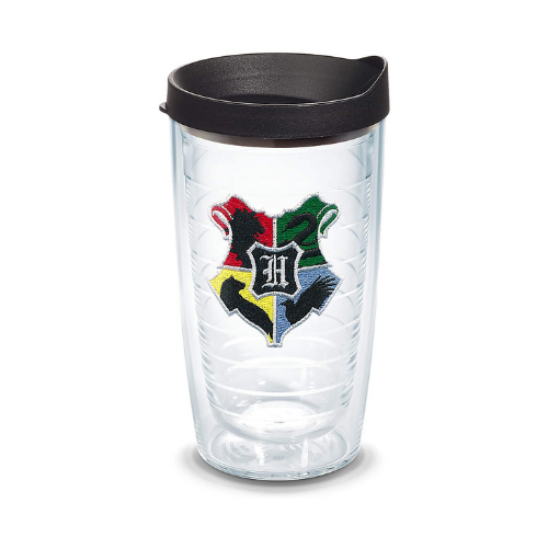 Tervis Harry Potter - Hogwarts House Crests Insulated Tumbler With Emblem And Black Lid, 16Oz, Clear