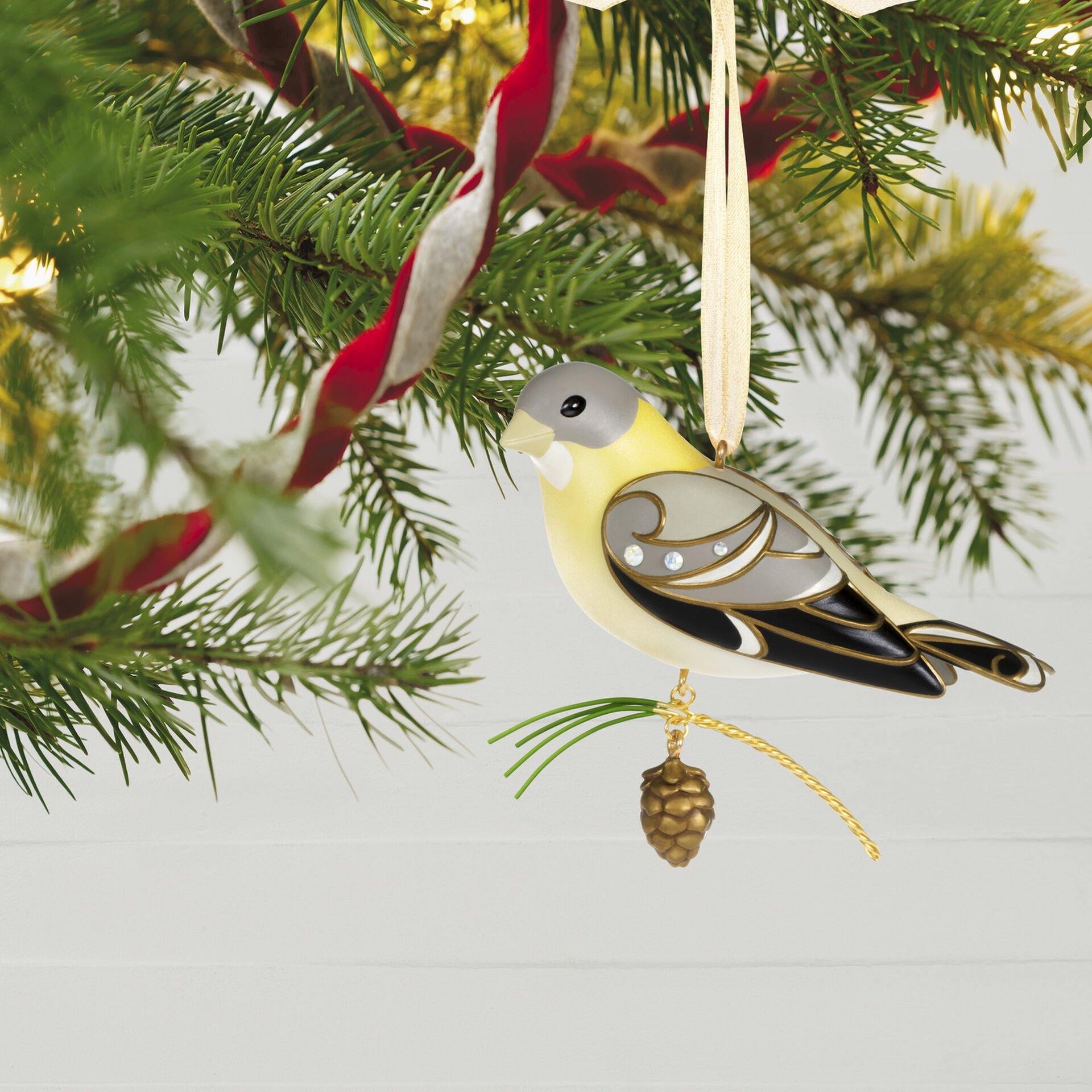 The Beauty of Birds Lady Evening Grosbeak Ornament