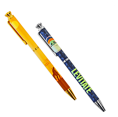 The Mandalorian Retractable Pens Gift Set, Medium Point, 1 mm, Multicolor Barrels, Black Ink, Pack Of 2 Pens