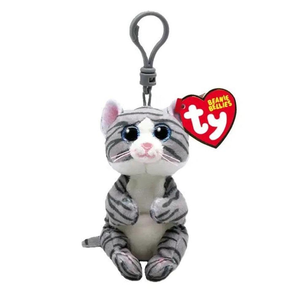 TY Beanie Belly- Mitzi the Grey Tabby Cat Key Clip 4"