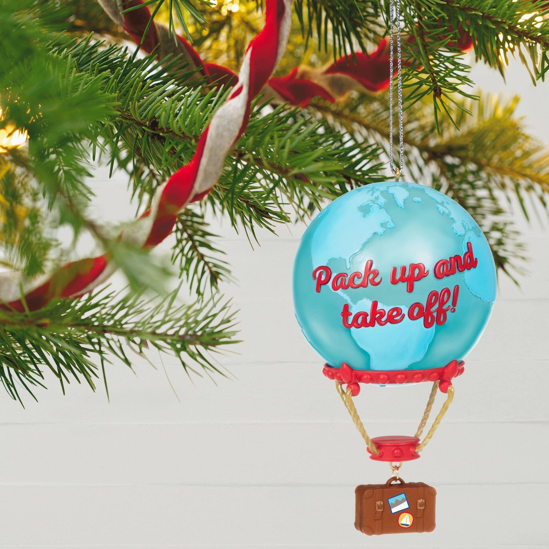 Up and Away Globe Hot Air Balloon Travel Ornament