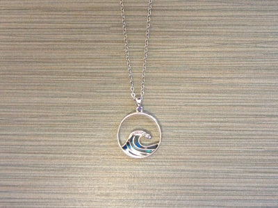Abalone Wave Pendant Necklace on Chain