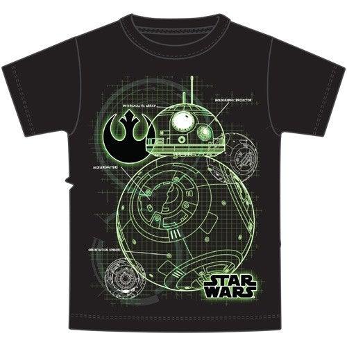 Youth Boys T Shirt Star Wars BB8 Map, Black